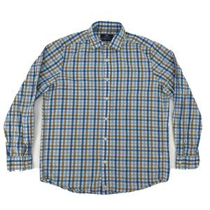 Vineyard Vines Cooper Shirt Men's S Long Sleeve Button Up Blue White Tan Gingham